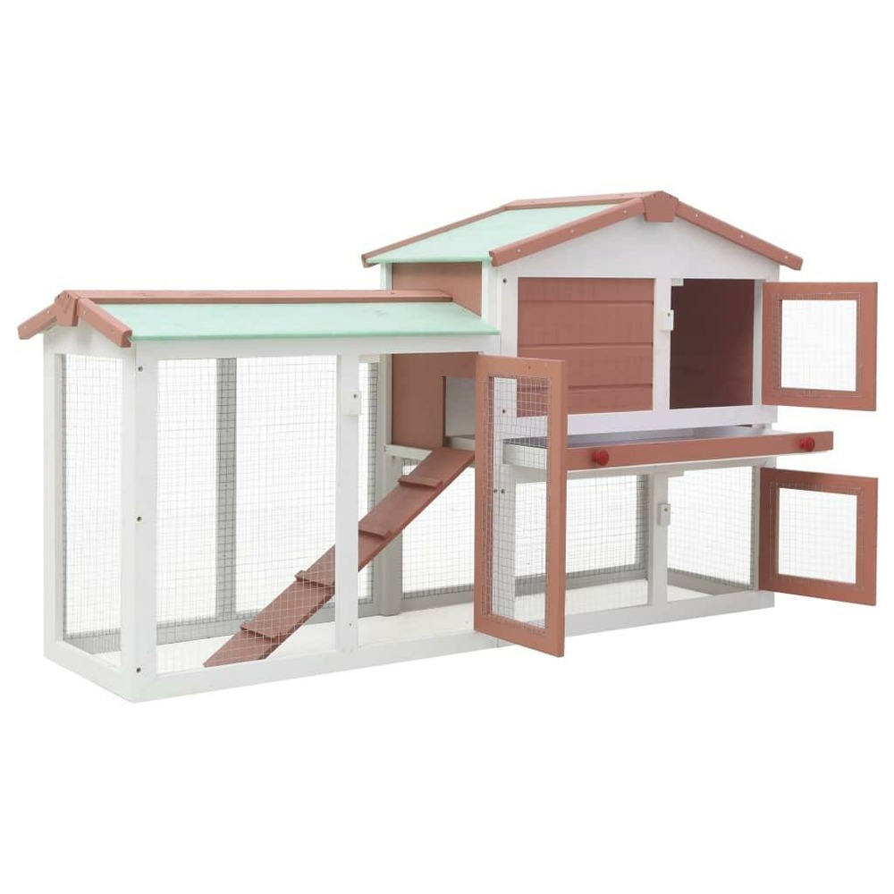 Clapier large d'extérieur145 x 45 x 85 cm bois marron et blanc