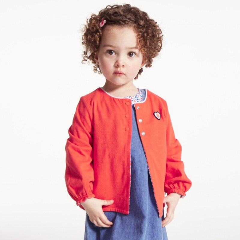Gilet réversible fleuri rouge bébé fille Rouge