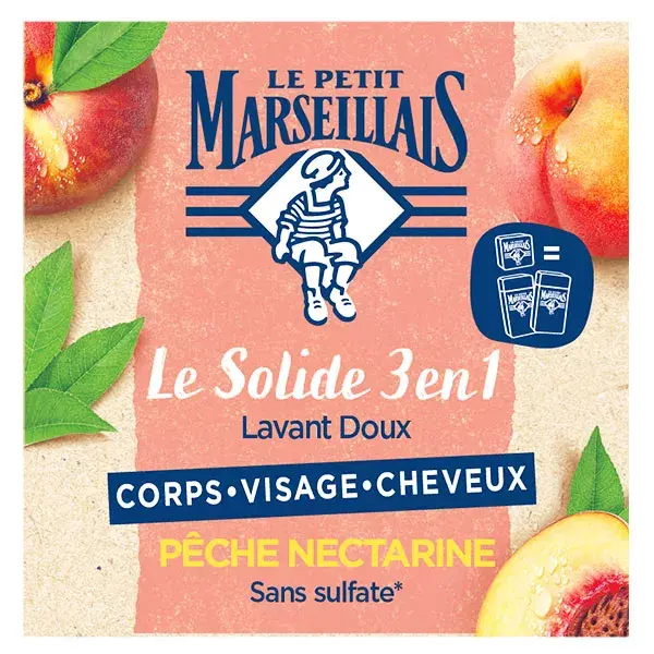 Sabonete Sólido 3 em 1 Le Petit Marseillais, Limpeza Suave, Pêssego e Nectarina, 80g