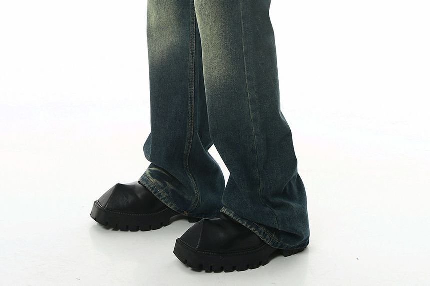 FAERIS - Mid Rise Washed Flared Jeans