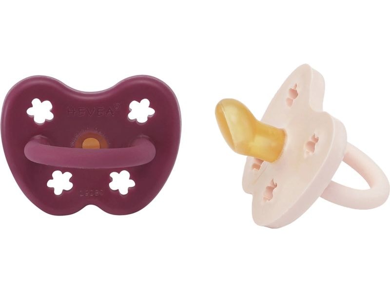 HEVEA Nuggi Orthodontic 2 Stk. Powder Pink/Rosewood 3-36 Mo Schnuller mit kieferorthopädischem Sauger