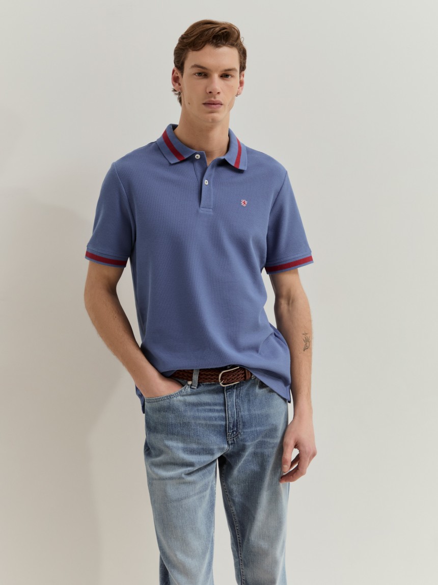 Polo de manga curta em algodão