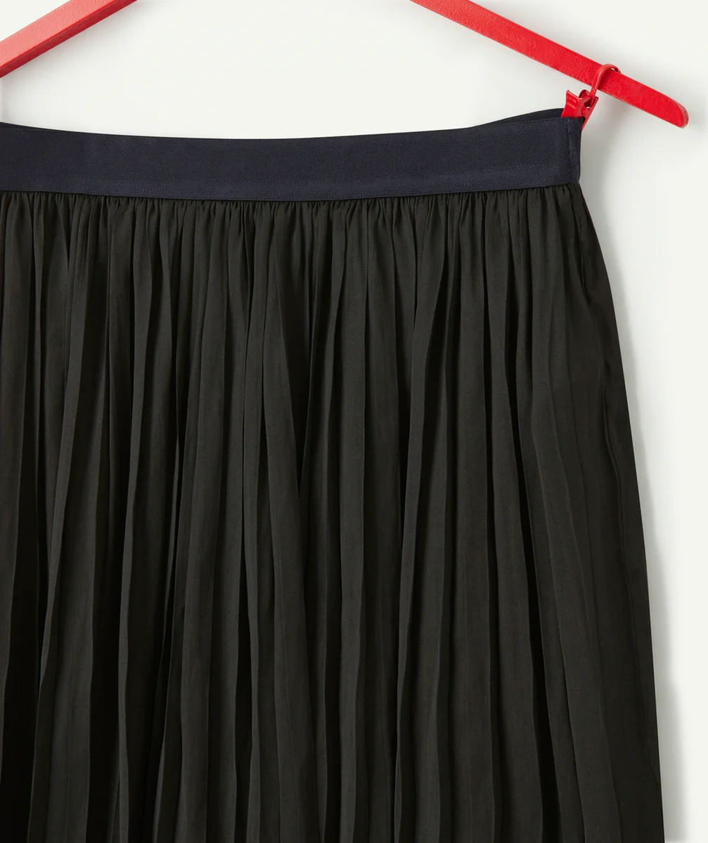 JUPE LONGUE PLISSÉE FILLE NOIRE TAILLE ÉLASTIQUÉE BLEUE