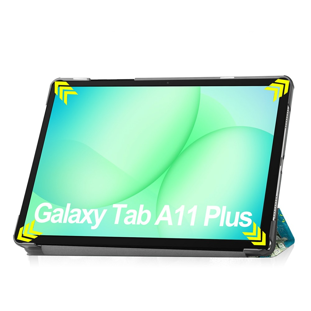 Samsung Galaxy Tab A11  Plus / A9  Plus Leder Tasche Smart Cover Schutzhülle - Aprikosenblüten
