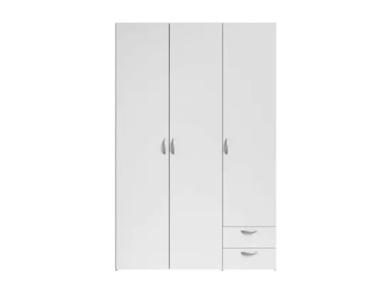 Armoire VARIA - Décor blanc - 3 portes + 2 tiroirs - L 120 x H 185 x P 51 cm - PARISOT