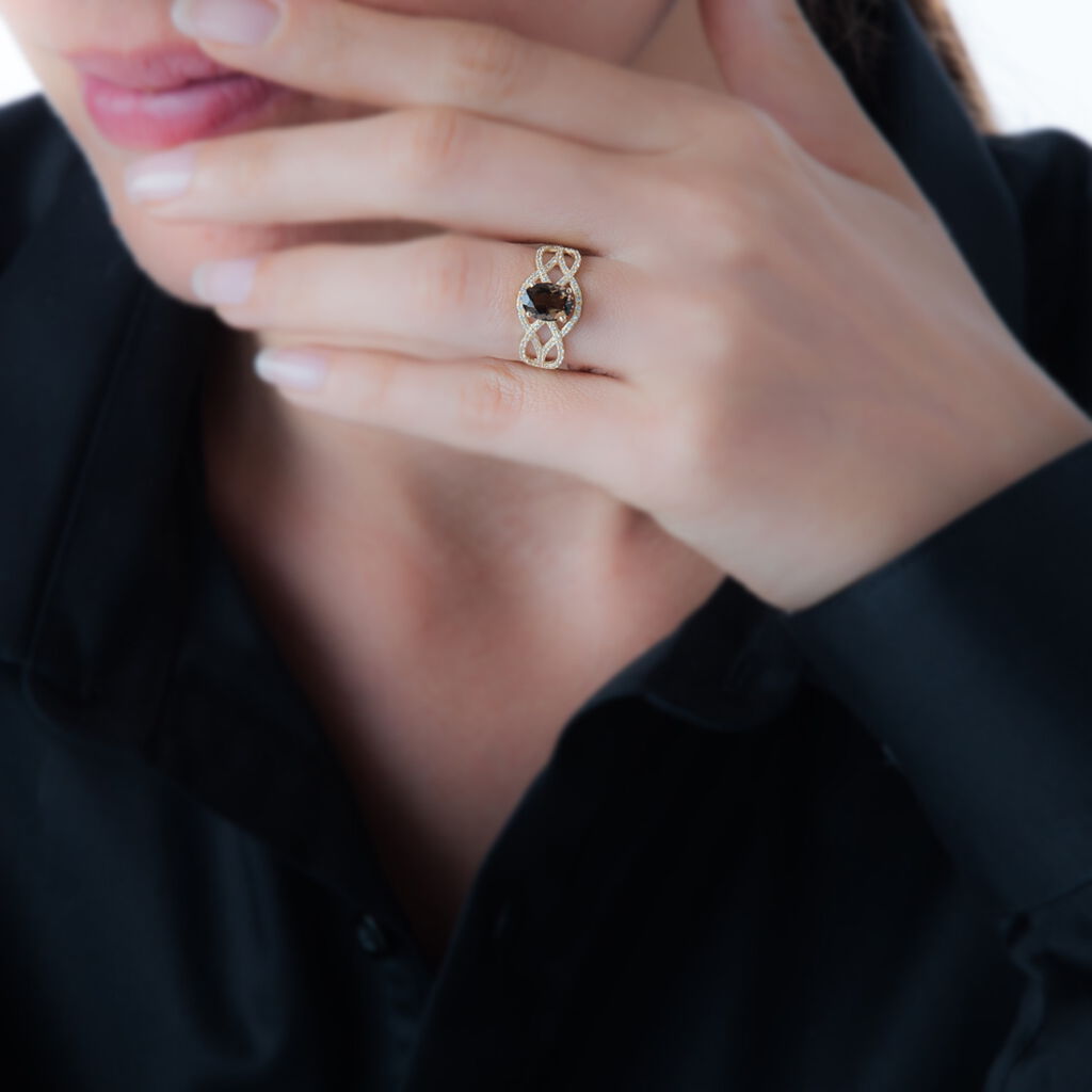 Bague Tina Or Jaune Quartz Et Diamant