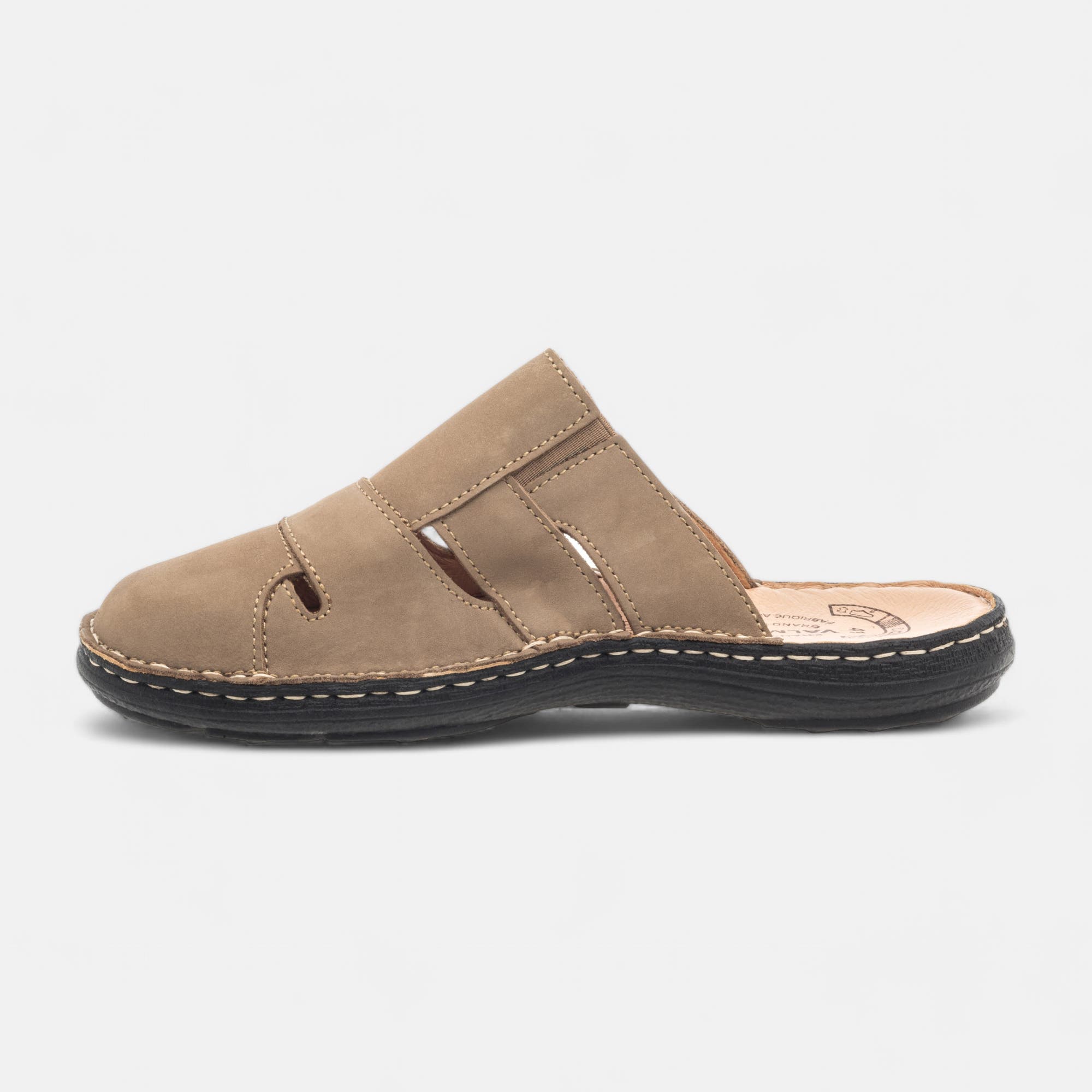 Mules Homme en cuir taupe