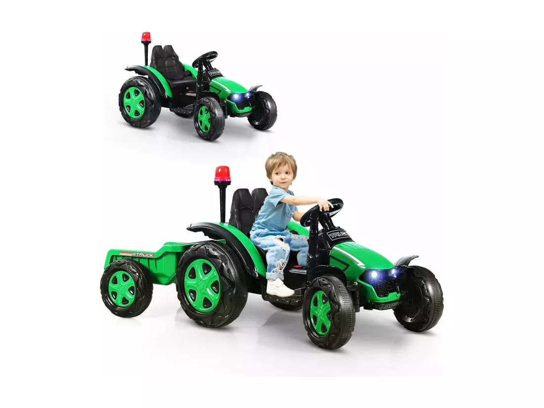 Tracteur Electrique enfants avec Télécommande 2.4G,12V 7AH, Vitesse : 3-8 km/h , MP3, Port USB pour Enfants de 3 à 8 Ans Vert