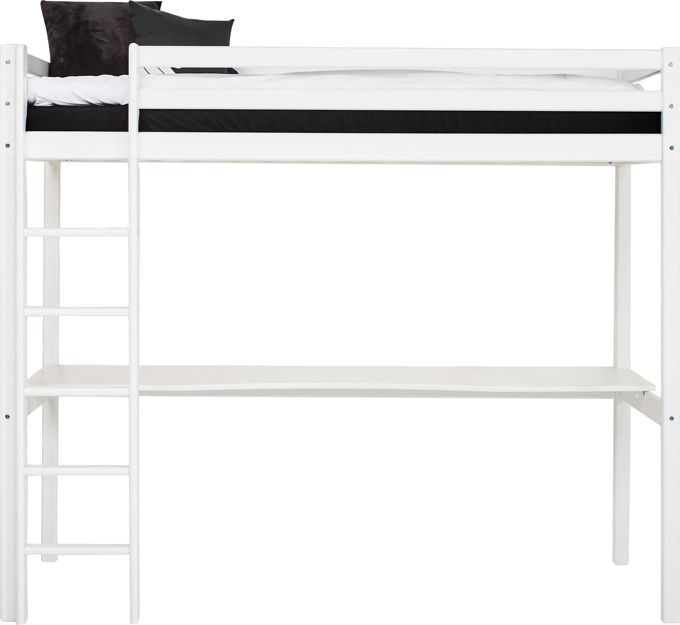 Hoppekids Hochbett »Hochbett 90x200cm mit Schreibtisch, umbaubar zu Einzelbett« FSC® zert. Massivholz, Hochbett ohne Schreibtisch nutzbar
