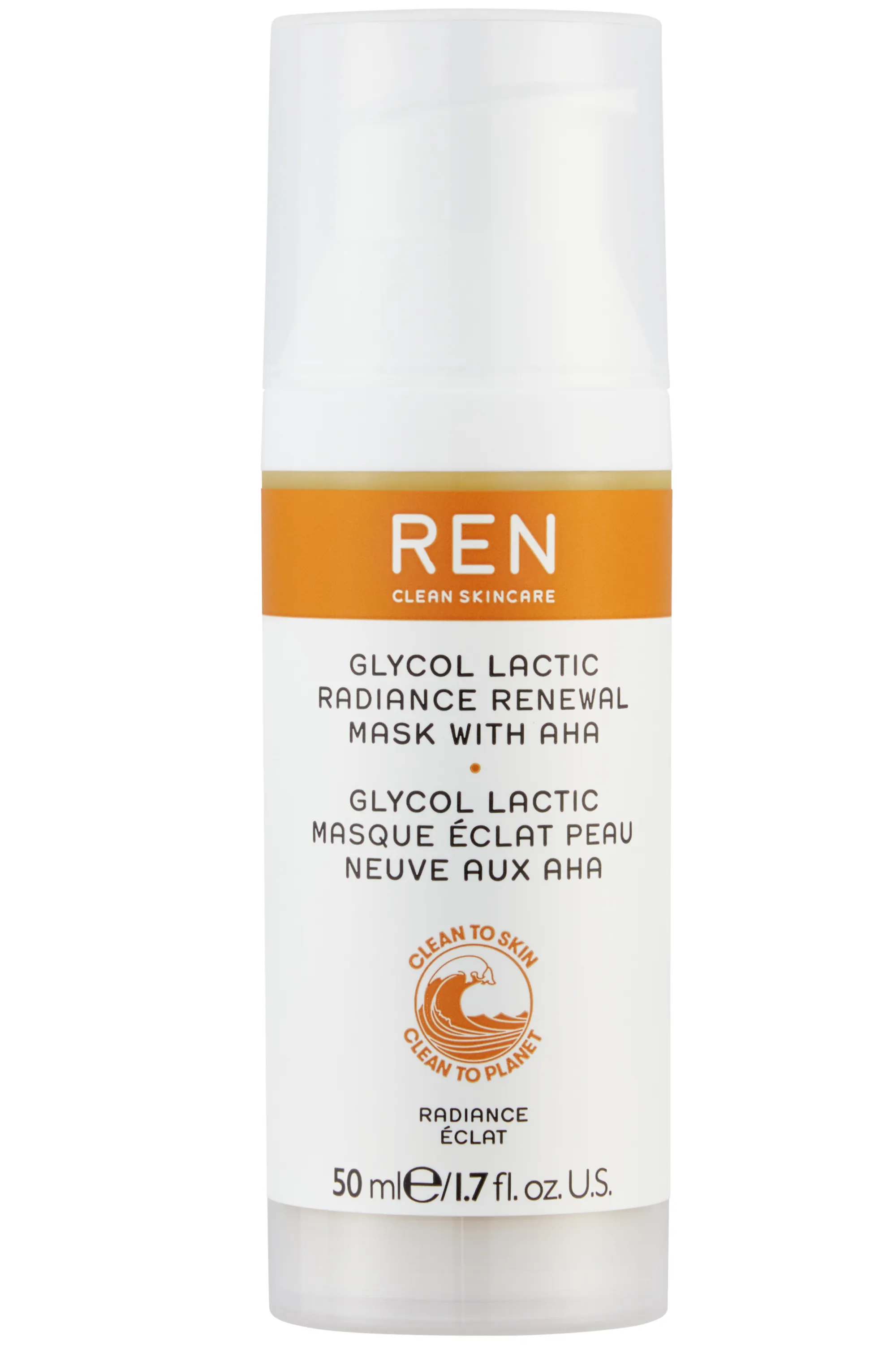 REN Masque éclat peau neuve aux AHA Glycol Lactic-50 ml