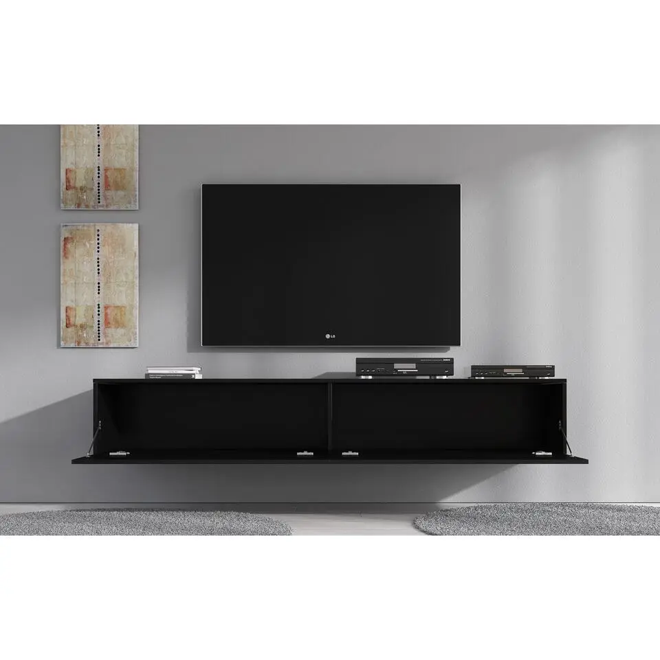 Meubella - TV-Meubel Flame XL - Mat Zwart - 180 cm