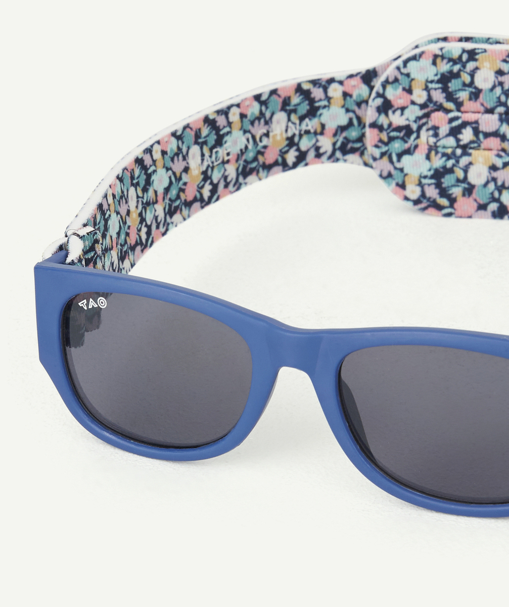 LUNETTES DE SOLEIL BLEU AVEC CORDON FLEURI EN NÉOPRÈNE UV3