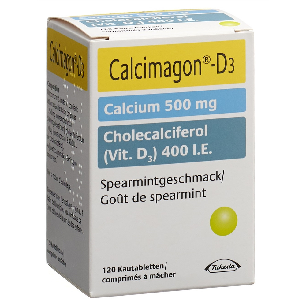CALCIMAGON D3 Kautabl 500/400 Spearmint Ds 120 Stk