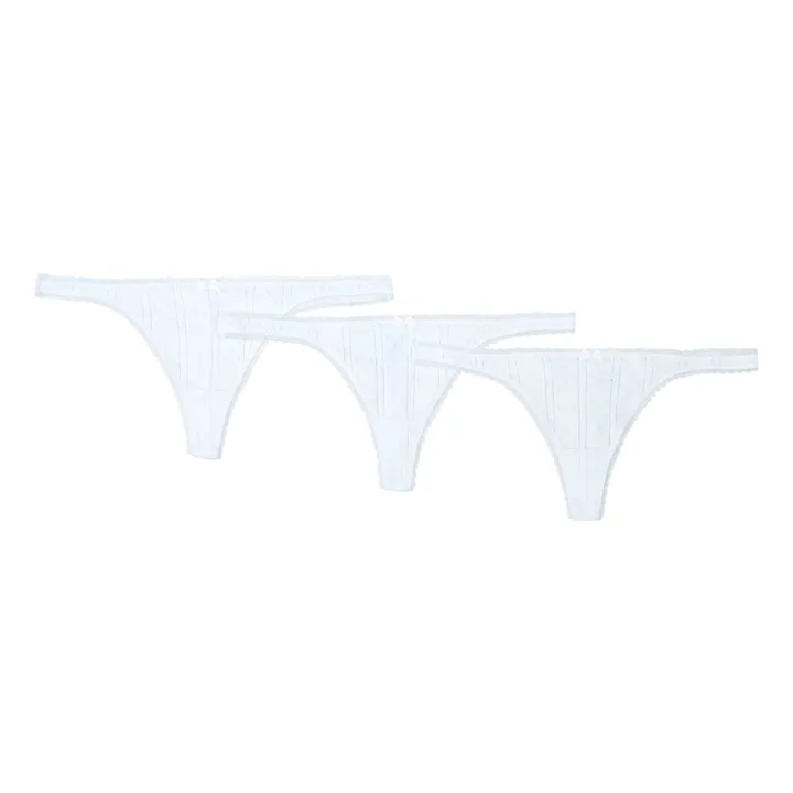 Cou Cou Intimates Pack de 3 Strings Pointelle Coton Bio | Blanc