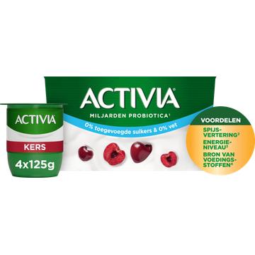 Activia 0% Yoghurt Kers 4 x 125g