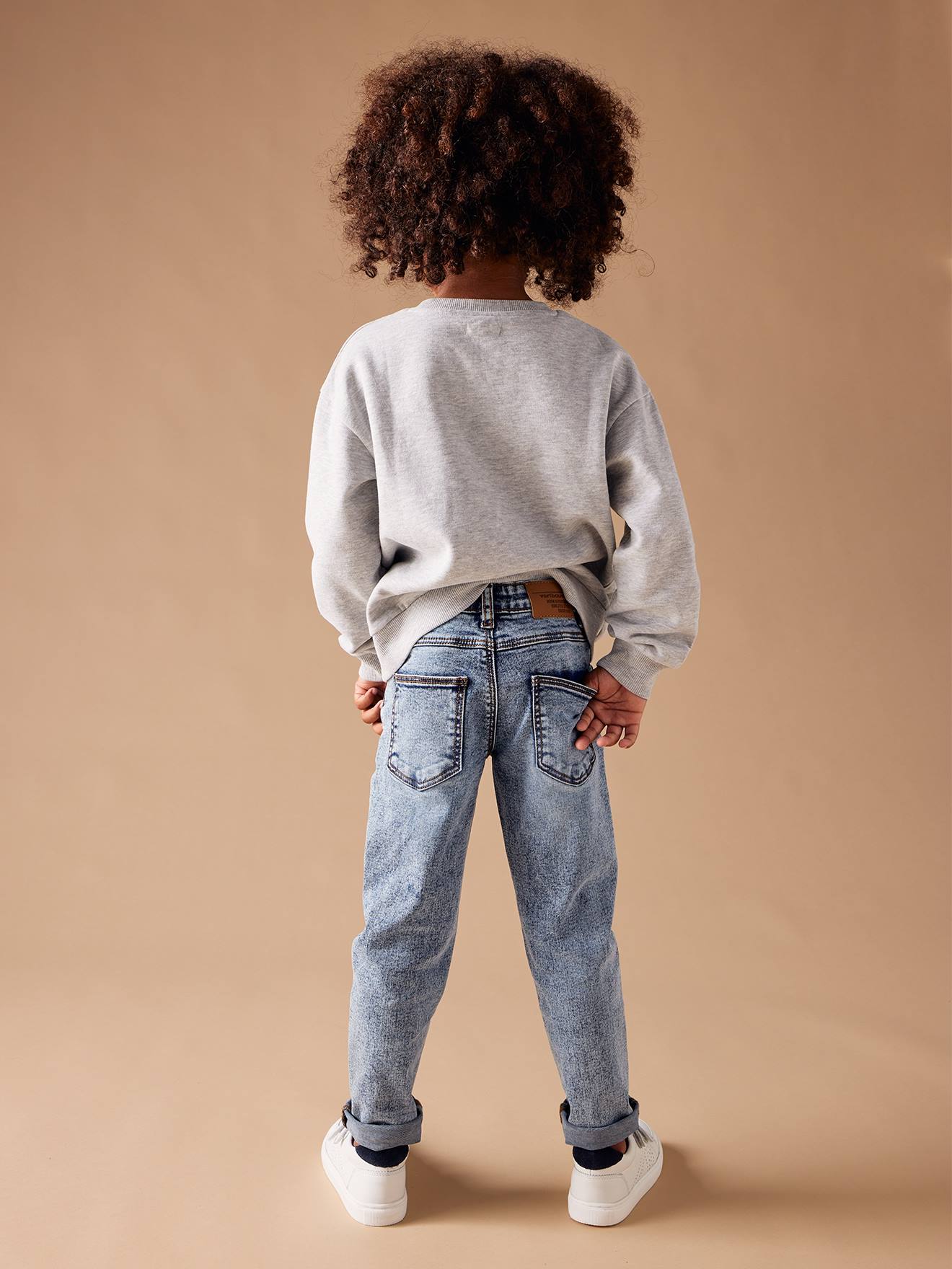 Calça jeans folgada com forro de pedra para menino, pedra dupla