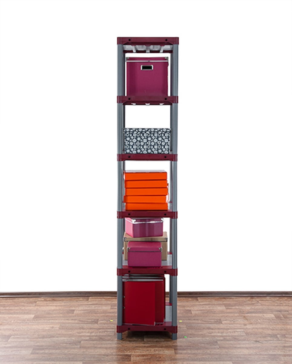 PROREGAL Plastic Plank Big Grey Bear Extra Hoog HxBxD 220 x 70 x 46 cm Plank Draagvermogen 160 kg Grijs/Rood