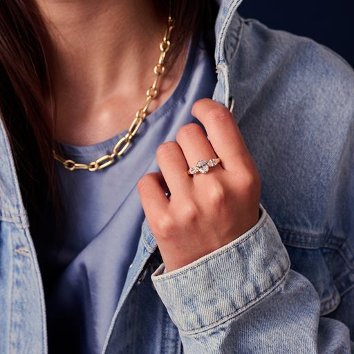 Sif Jakobs Jewellery Ellisse Ring, Guld/Hvid, Str. 56