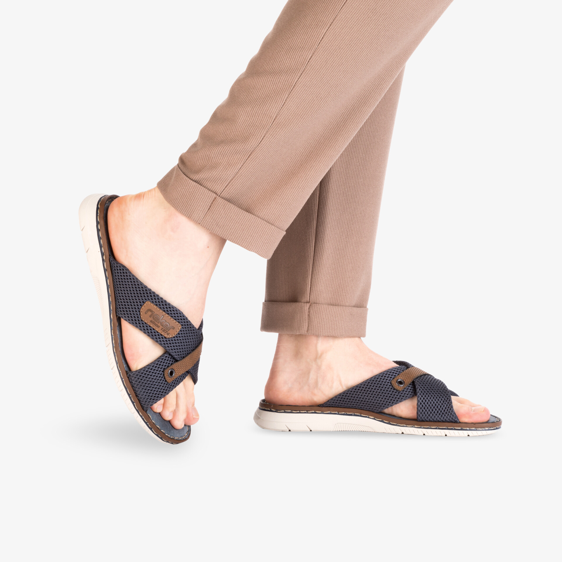 rieker Herren Pantoletten blau