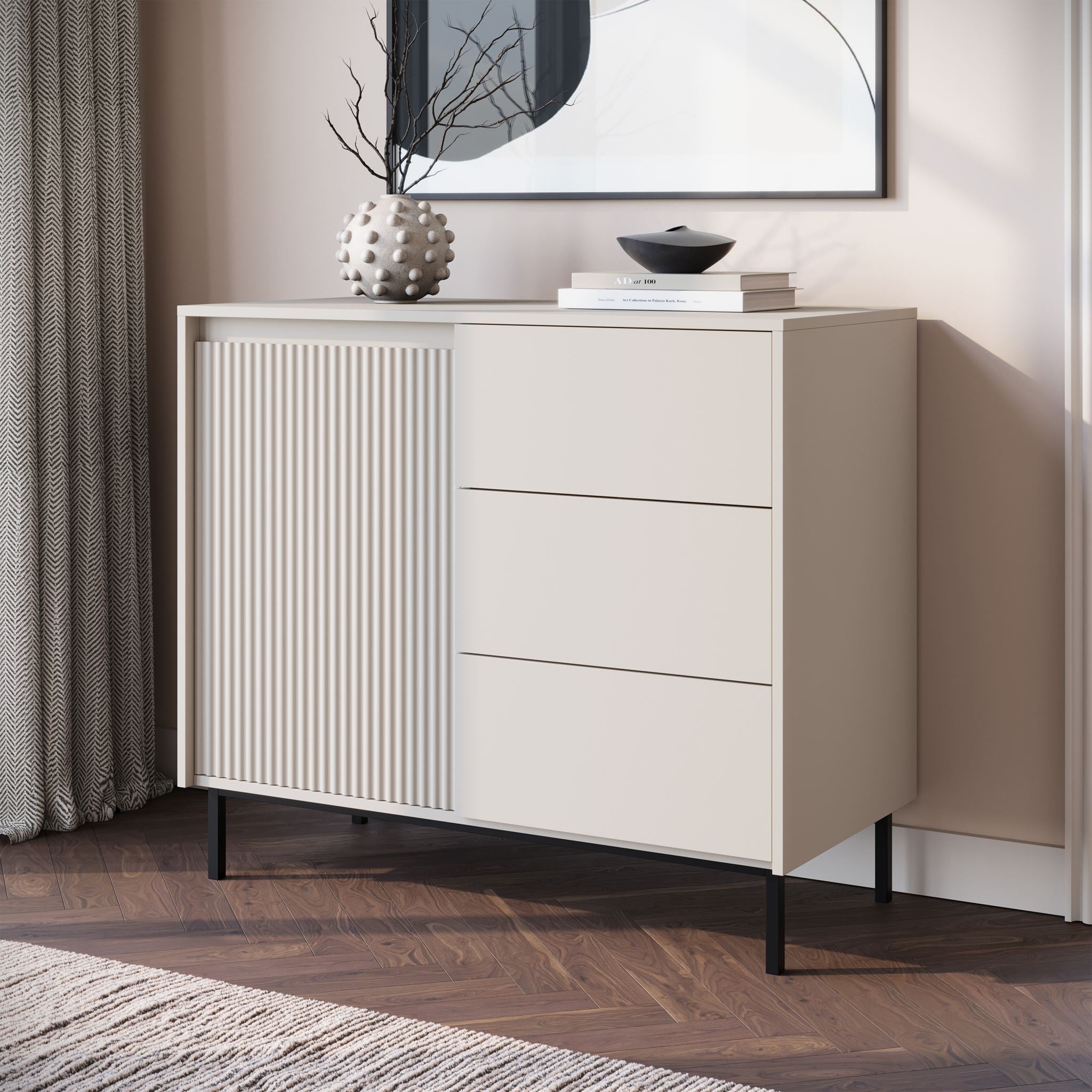 Meubella - Dressoir Orvana - Beige - 103 cm
