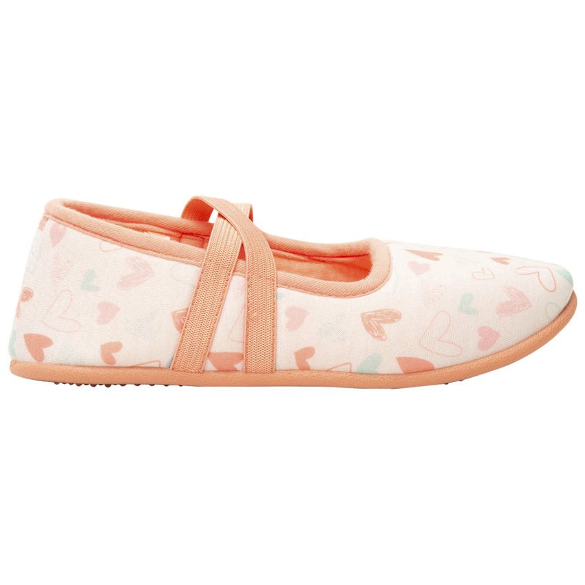 Chaussons forme babies imprimé coeurs pour fille - Blanc