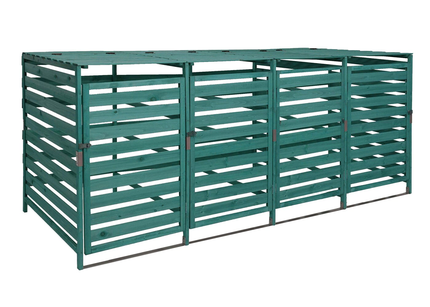 XL 4er-/8er-Mülltonnenverkleidung MCW-H62, Mülltonnenbox, erweiterbar 114x271x97cm Massiv-Holz ~ dunkelgrün