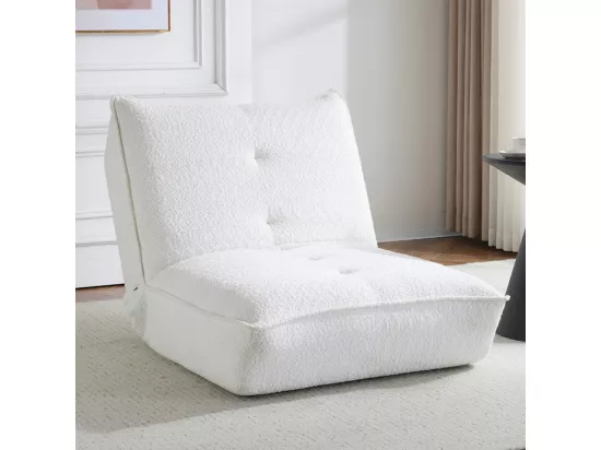 Fauteuil lounge en tissu bouclé beige - Matis
