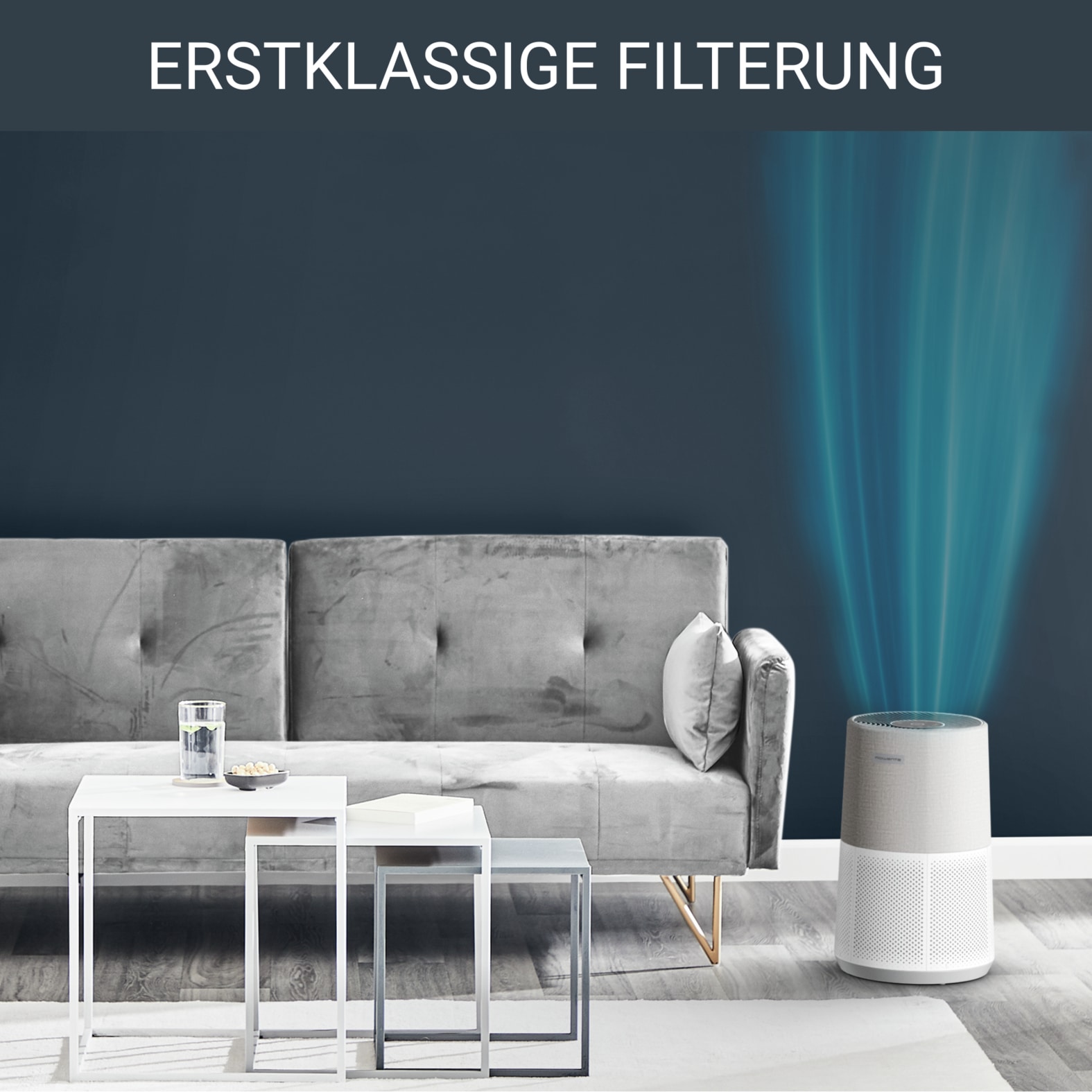 Rowenta Luftreiniger »PU2840 Pure Air City« für 20 qm Räume 360° HEPA-Filtration, App, 3 Filterstufen, 38 dB(A), Textil-Finish