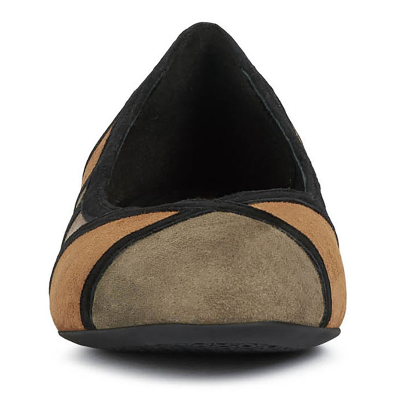 Geox Ballerines en Velours de Cuir Wistrey olive/cognac