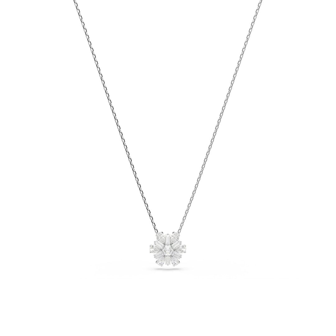 Swarovski Idyllia Collier, Verschiedene Schliffe, Schneeflocke, Weiss, Rhodiniert