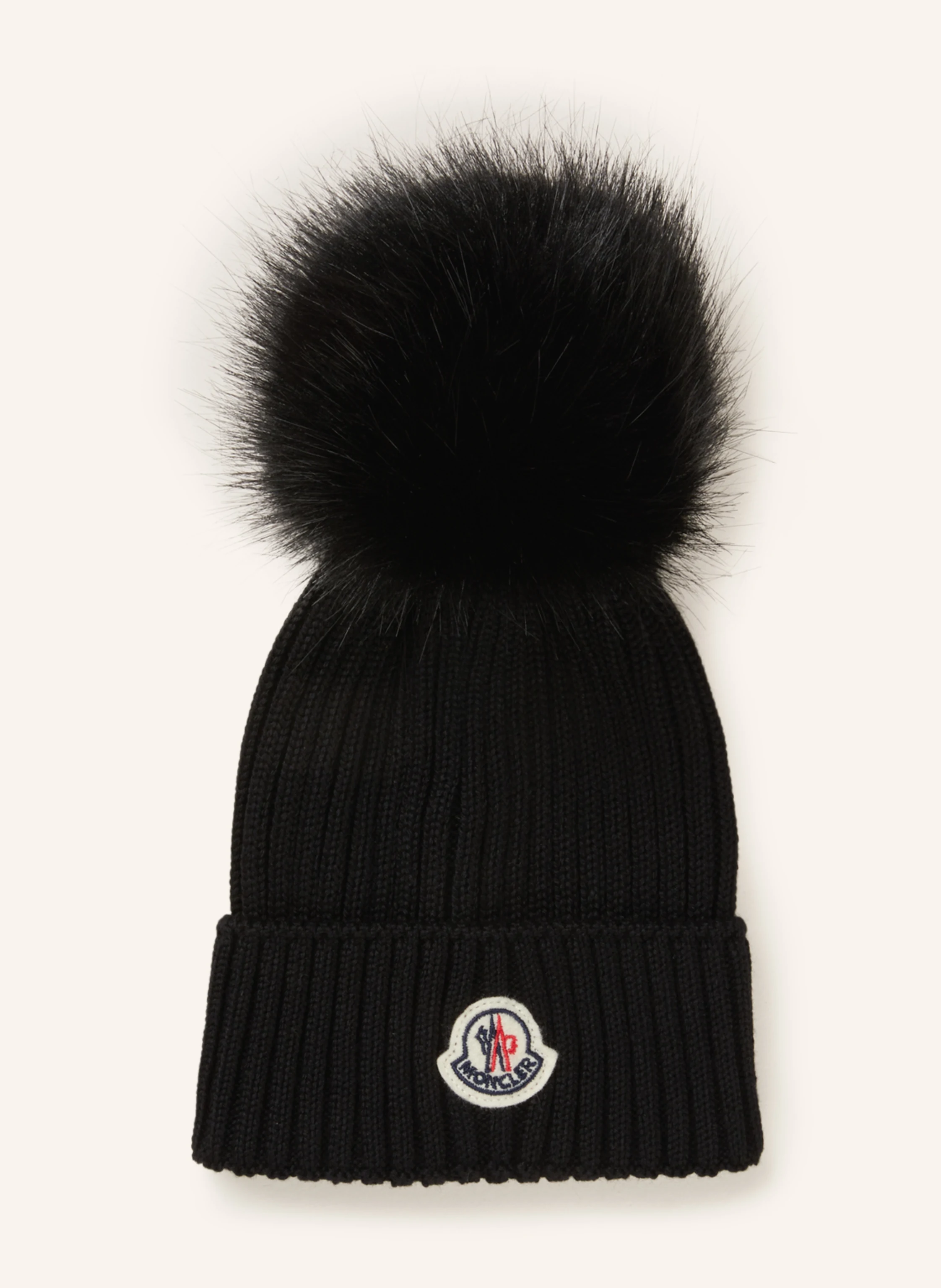 MONCLER enfant Mütze mit Kunstpelzbommel