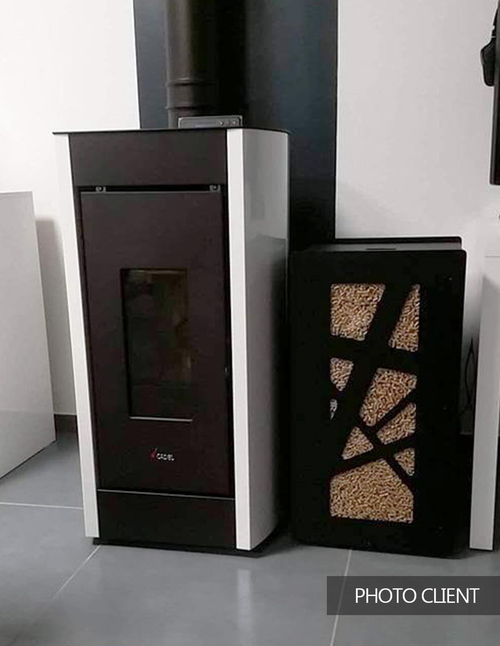 Rangement de granulés de bois en intérieur 55Kg archi noir