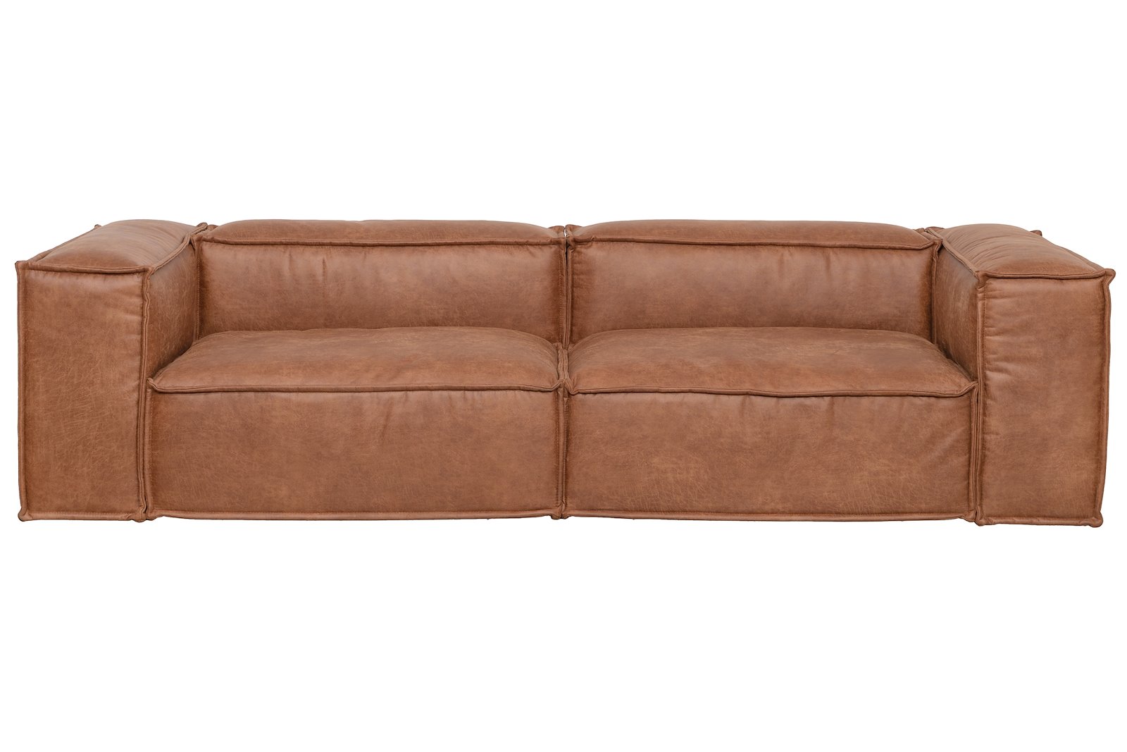 Box 3-seter XL sofa 3-seter. I hud Colorado Cognac 3 med sorte ben.