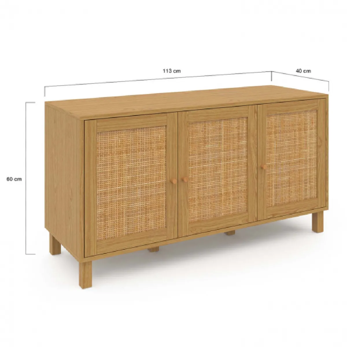 Idmarket MARKET Buffet HANAE 3 portes - Cannage