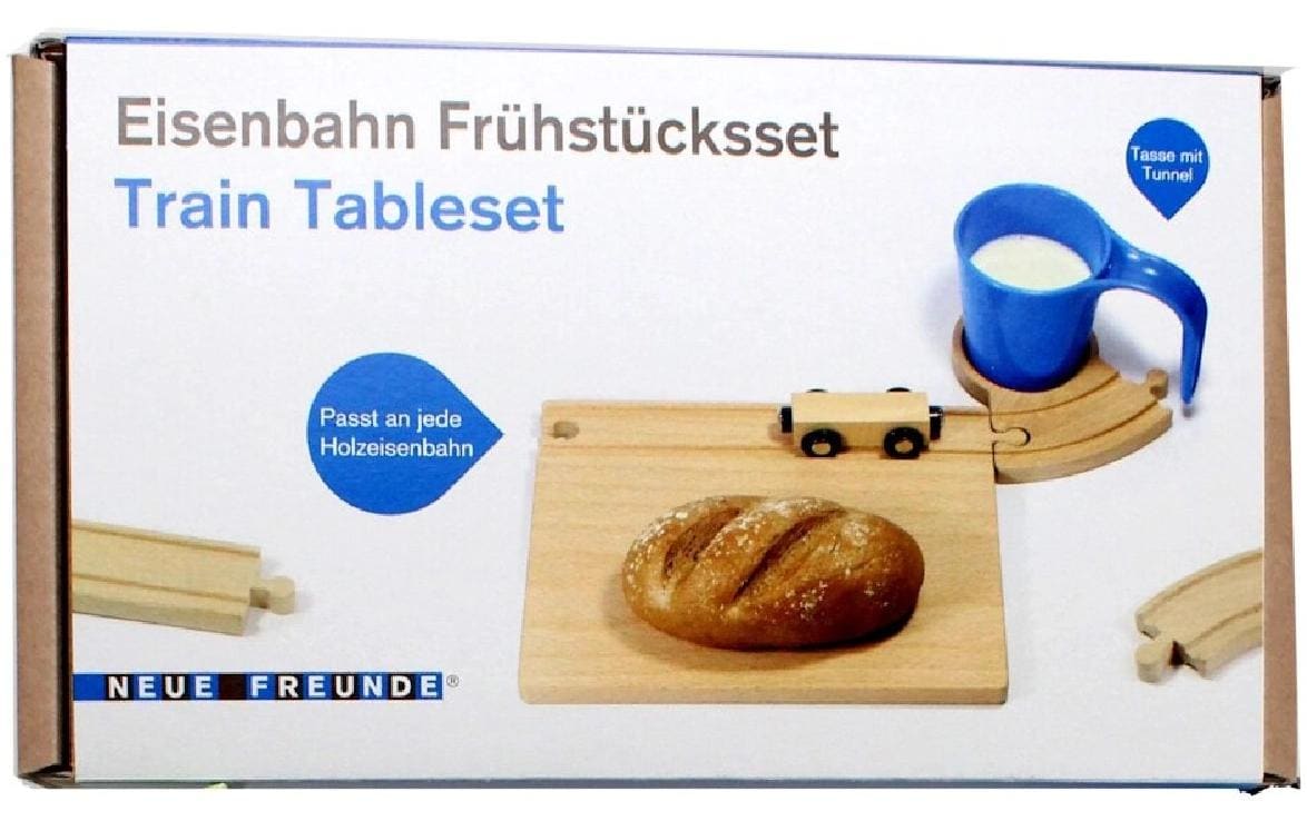 Eisenbahn Frühstücks-SetEisenbahn Frühstücks-Set mit blaue Tasse-Tunnel, kompatibel mit Brio und Co.