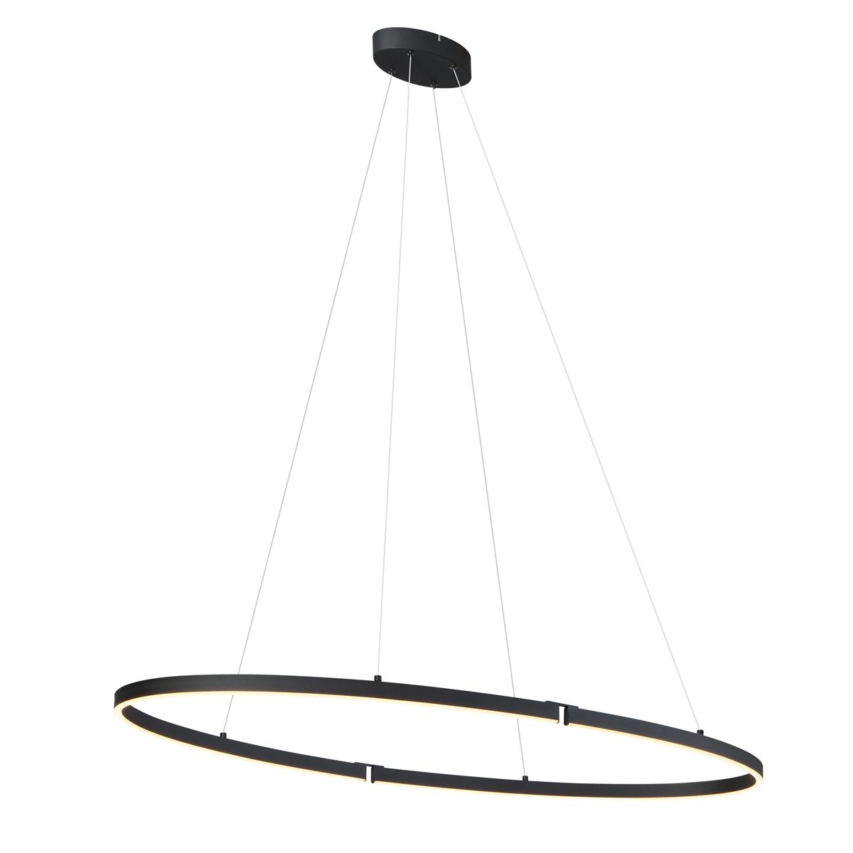 Design hanglamp zwart ovaal 120cm incl. LED 3-staps dimbaar - Ovallo