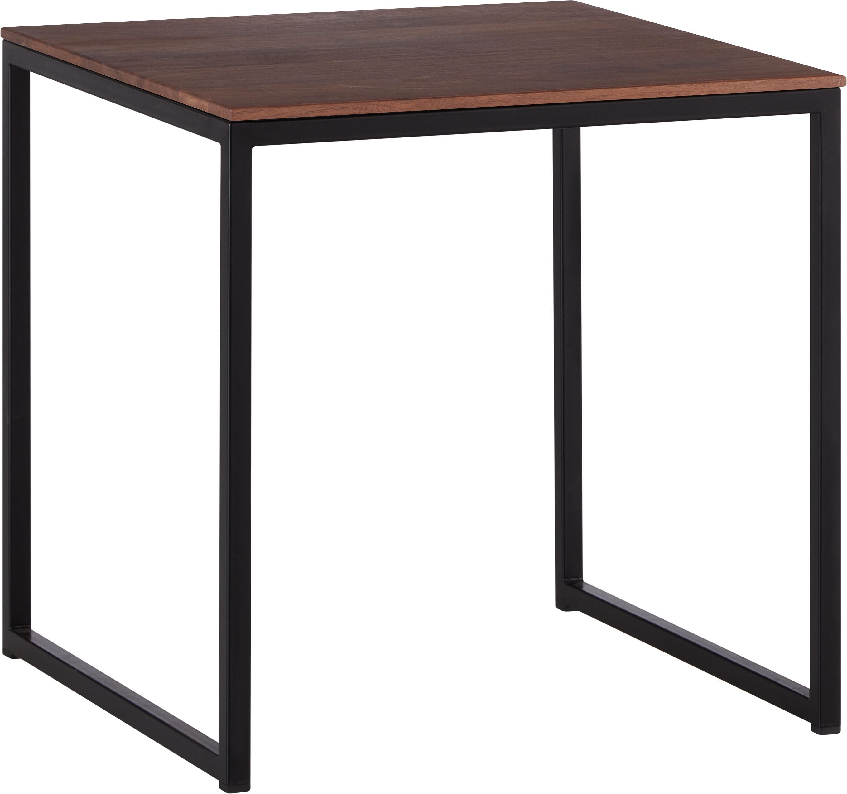 AVEA Beistelltisch - Nussbaum massiv / schwarz / B: 40.0 cm x T: 40.0 cm x H: 41.0 cm