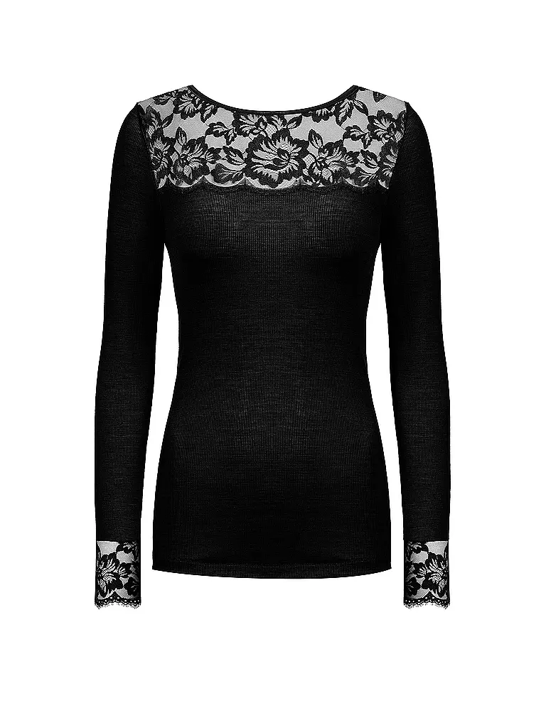 MEY Langarmshirt - Loungeshirt LOVE schwarz