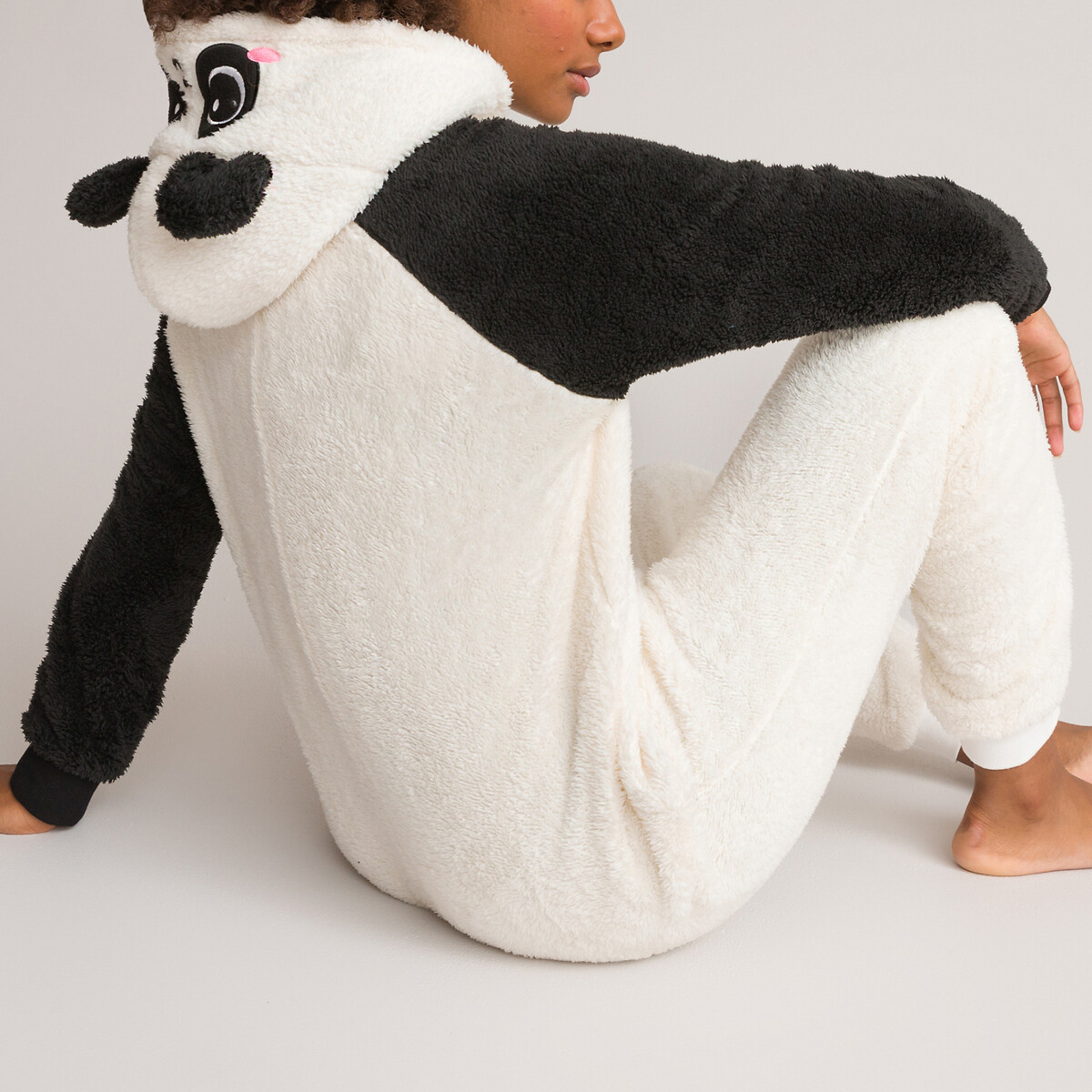 COLEÇÕES LA REDOUTE<br>Macacão com gorro de panda, fleece