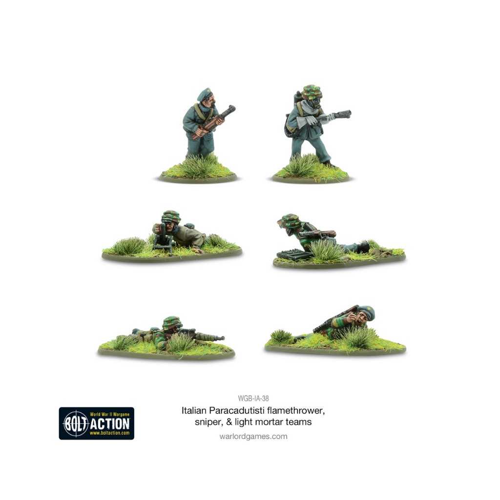 Bolt Action - Italian Paracadutisti flamethrower, sniper & light mortar teams