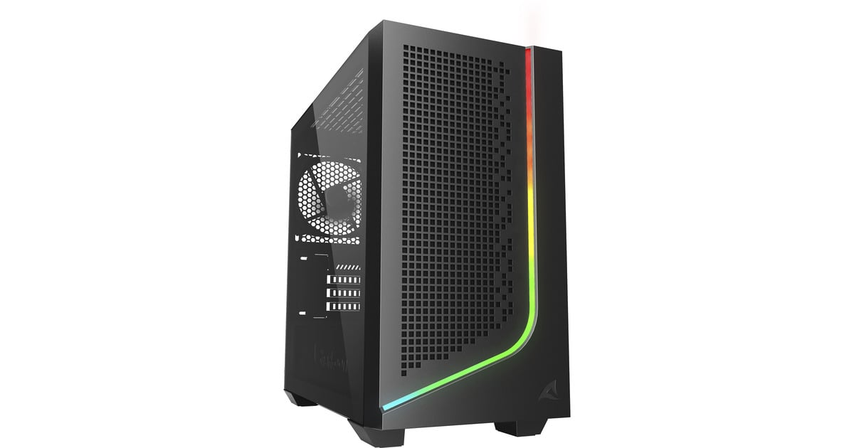 SharkoonJ1000 ARGB midi tower behuizing  (Zwart | 3x USB-A | RGB | Tempered Glass)