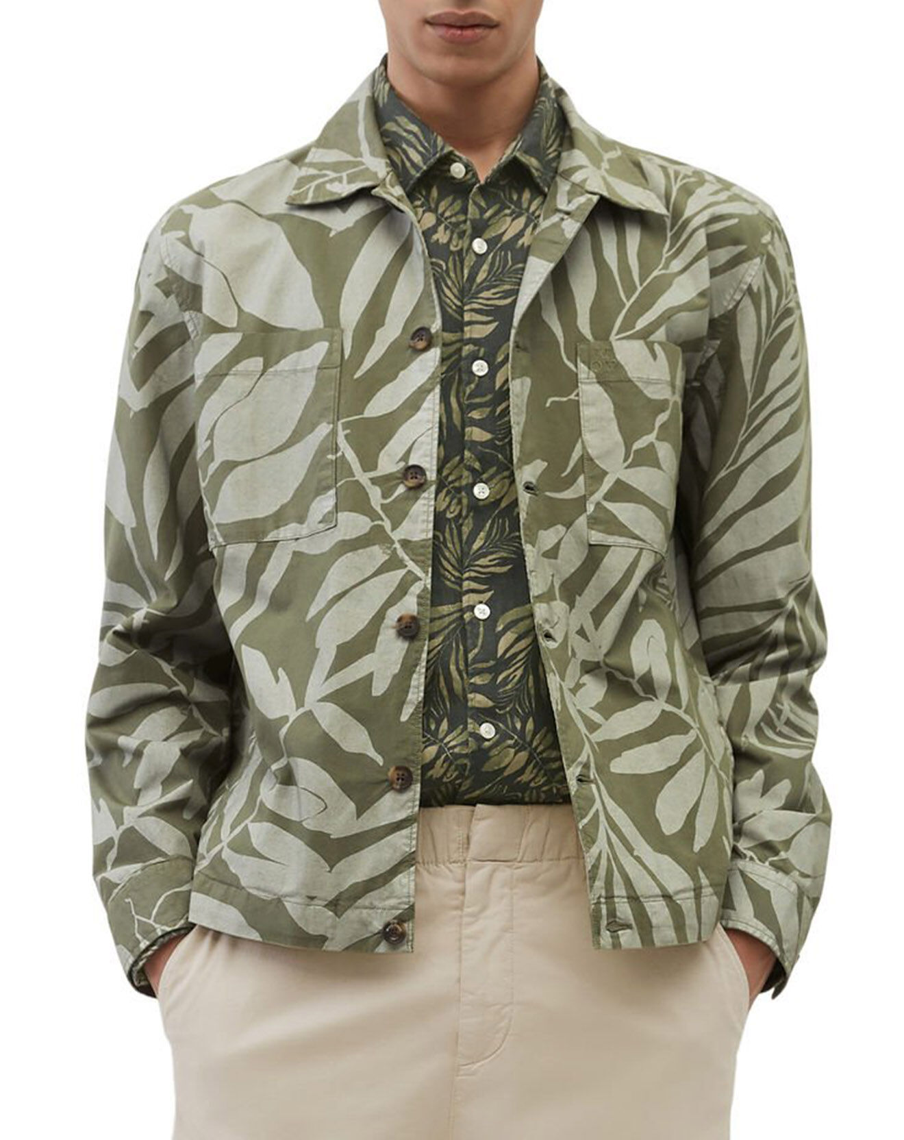 Marc O'Polo Veste Trucker Coton Bio kaki clair