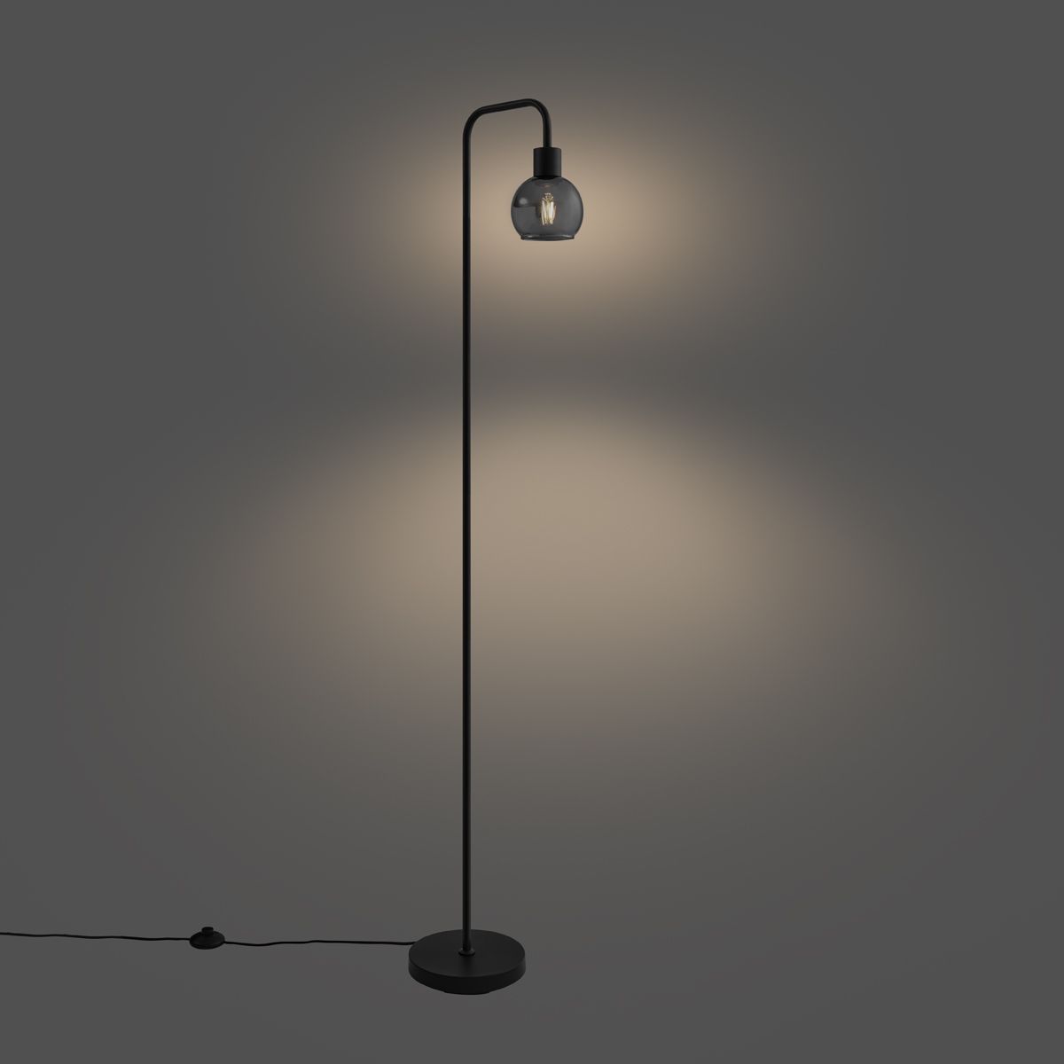 Art Deco vloerlamp zwart met smoke glas - Vidro