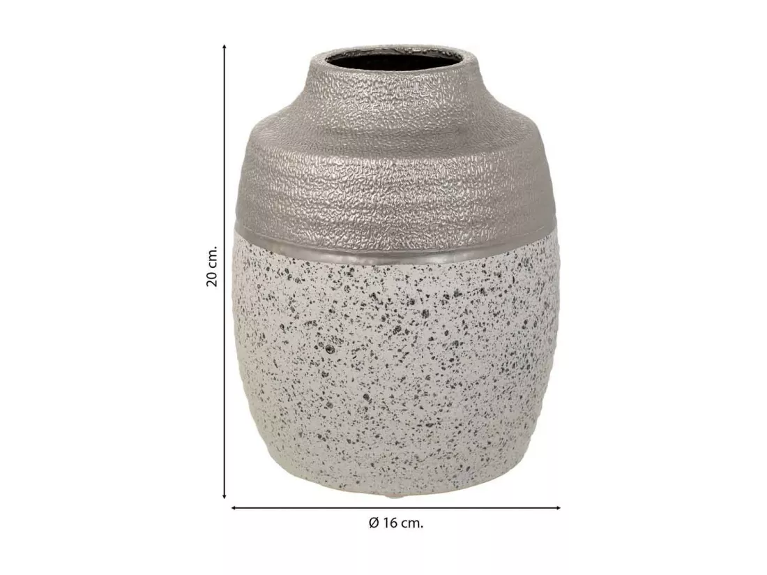 Vase en céramique argentée 16x16x20h