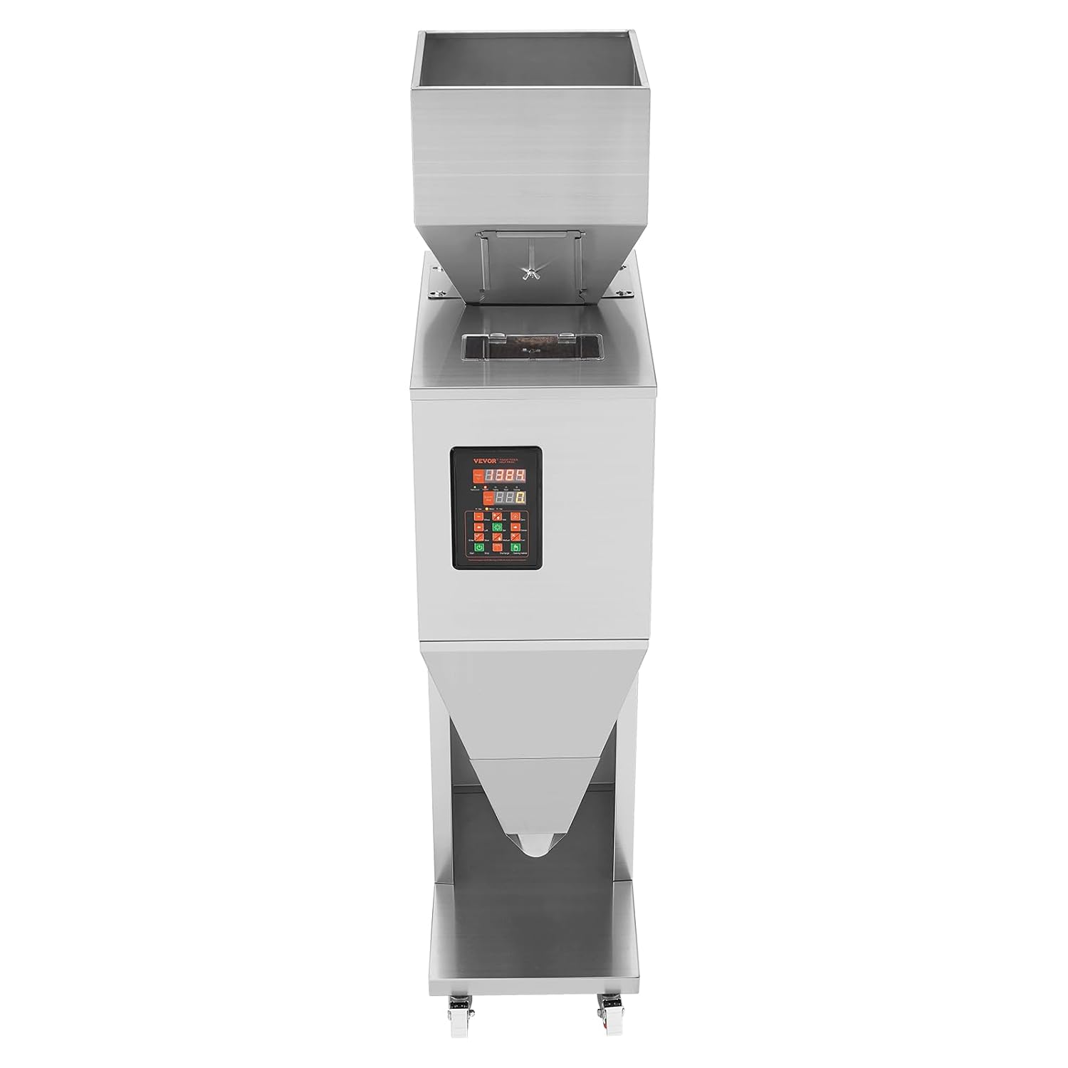 VEVOR Partikelfüllmaschine, 20–5000 g, automatische Füllmaschine mit Fußpedal, Edelstahl-Wiegefüllmaschine, Wiegefüller für Bohnen, Samen, Körner, Tee, Granulatverpackung