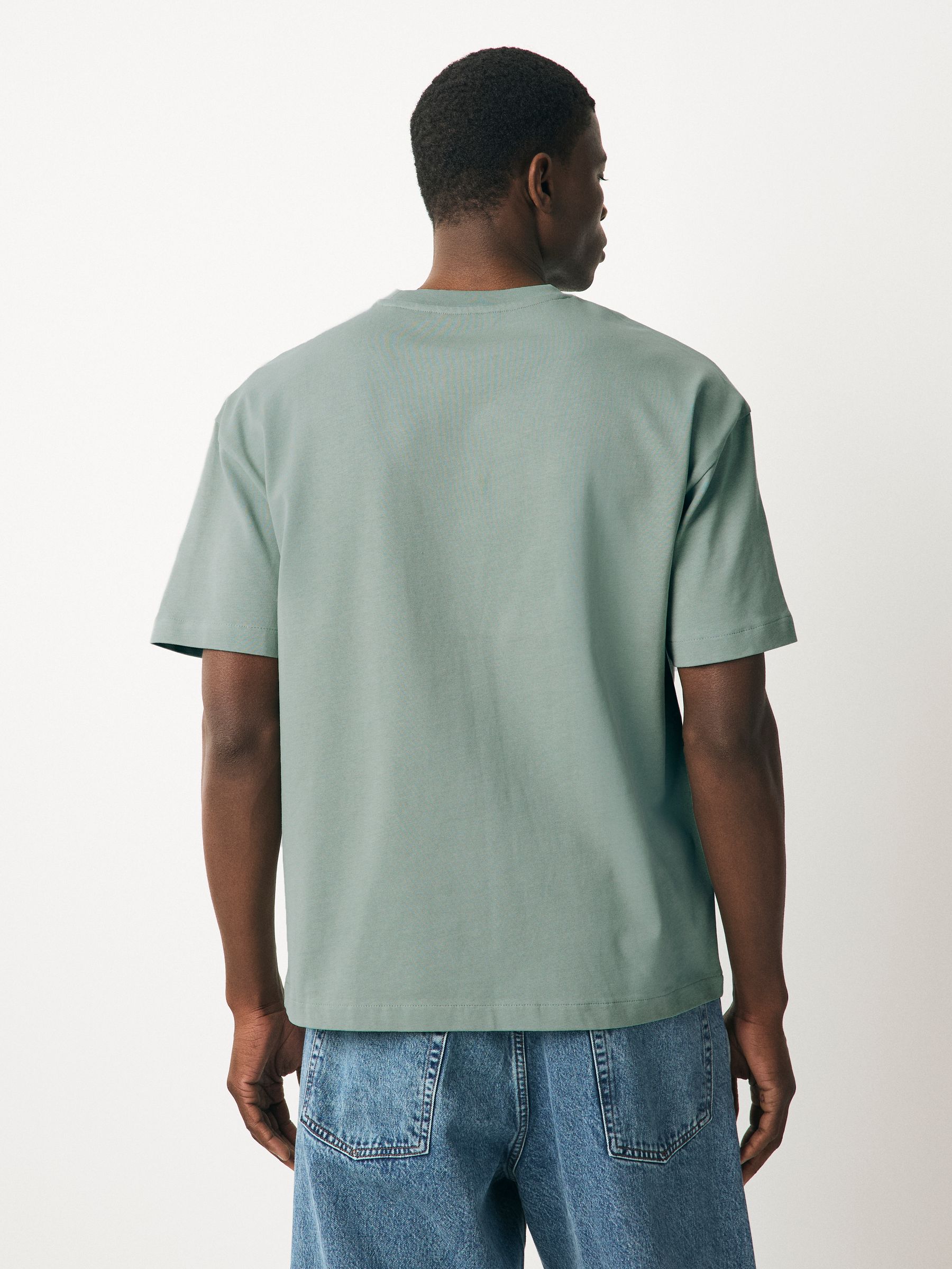 Wit/groen/neutraal - Relaxt dik T-shirt met grafische print