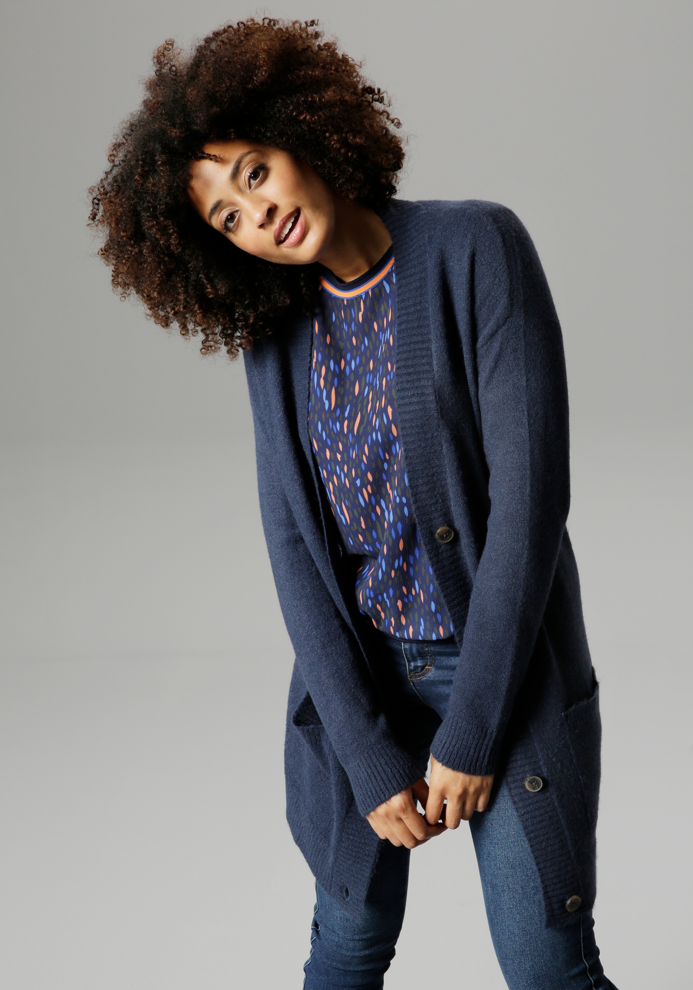 Aniston SELECTED Longstrickjacke , mit aufgesetzen Taschen