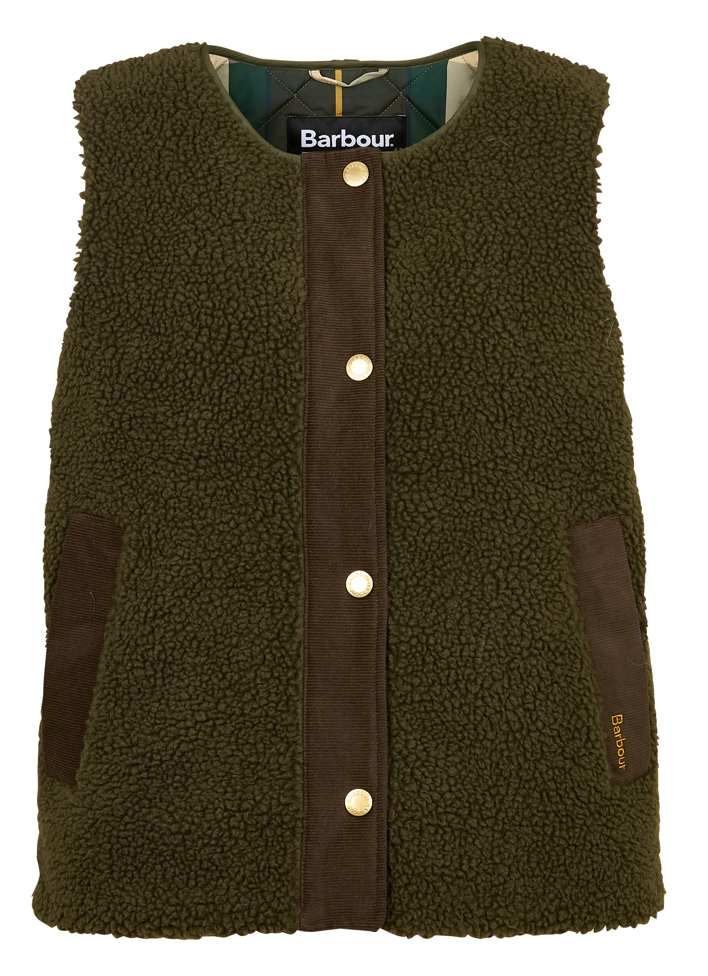DULSIE - Gilet col rond en fourrure teddy | Kaki