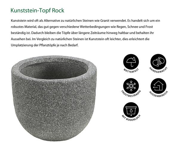 Dehner Kunststein-Topf Rock, rund, grau