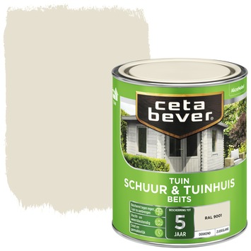 CetaBever Tuinbeits Schuur & Tuinhuis zijdeglans dekkend RAL 9001 crème wit 750 ml